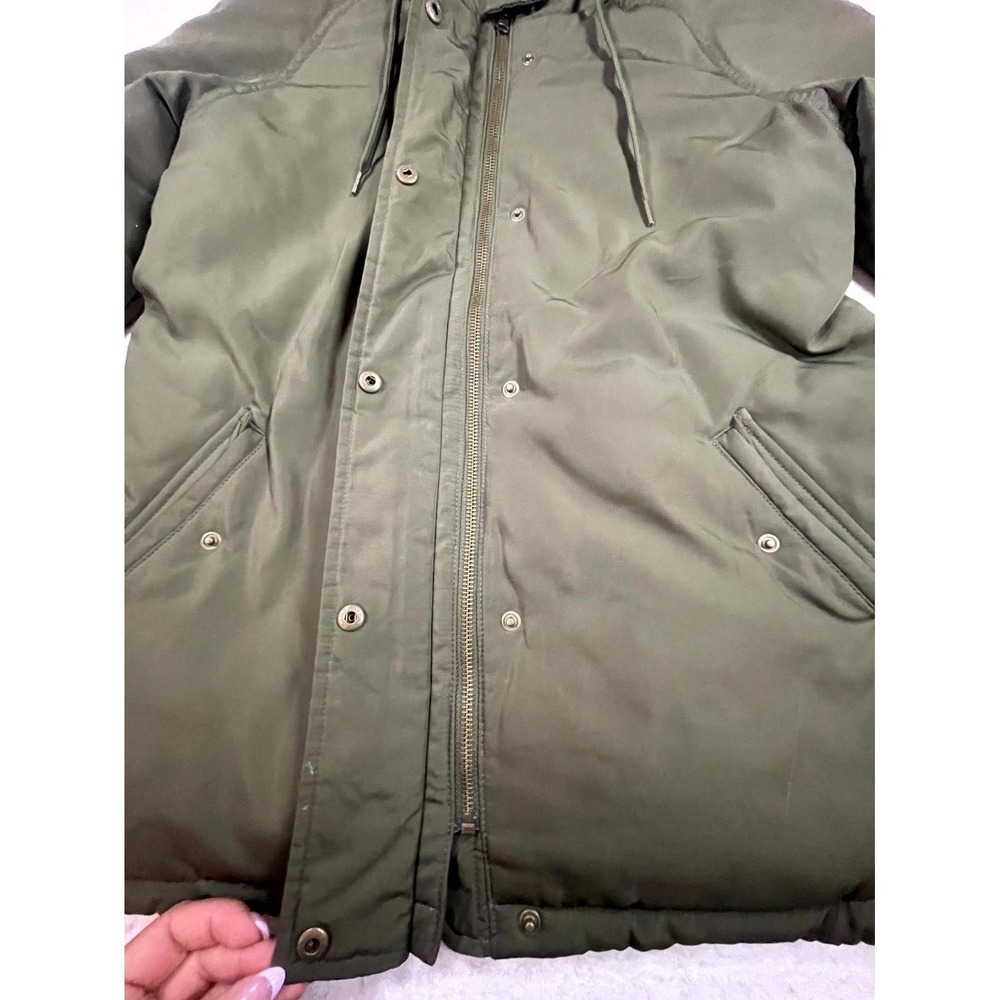 Old Navy Parka Coat Womens Small Olive Green Faux Fur Hooded Full Zip Insulated - Picture 9 of 12